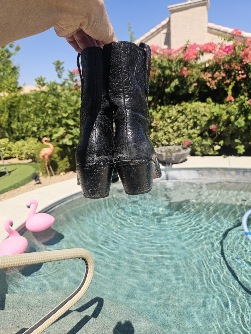 Black PAIGE Leather Western Ankle Boots - Picture 7 of 10